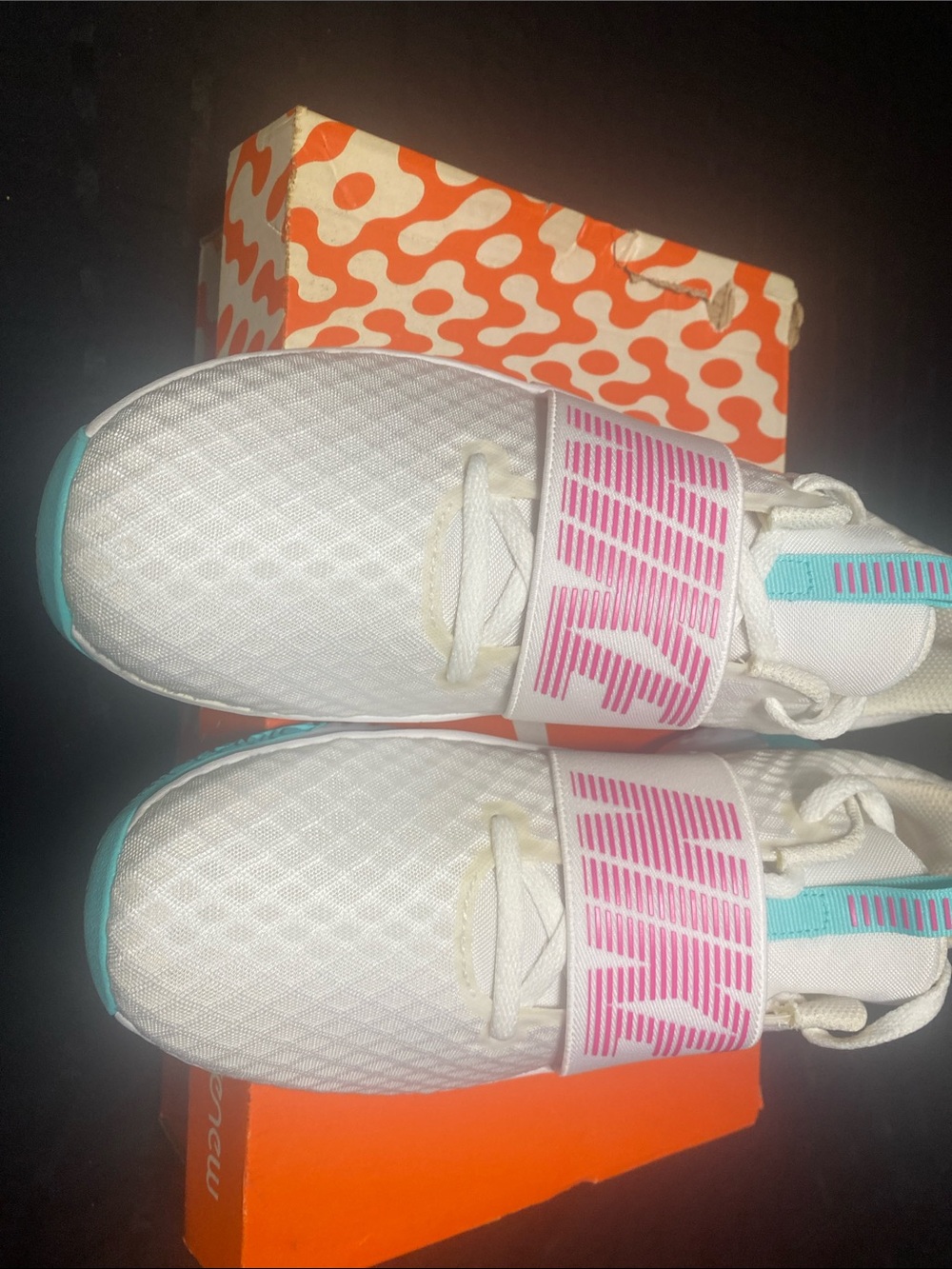 Nike White Slip-On Sneakers with Pink & Teal Accents - Picture 2 of 5